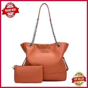 Faux Leather Tote Bag with Removable Pouch, Drawstring Shoulder Bag